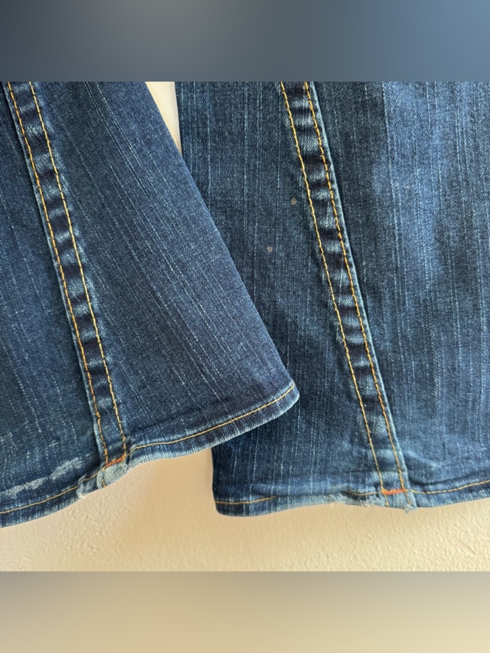 True Religion Joey Low Rise Flare Jeans Dark Blue Denim Distressed y2k 00s - Picture 9 of 14
